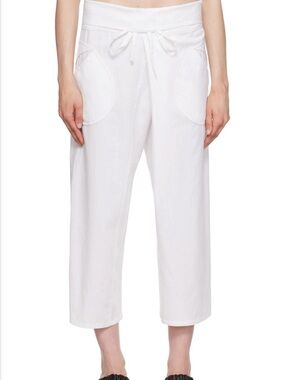Gimaguas White Cropped Drawstring Wide-Leg Pants